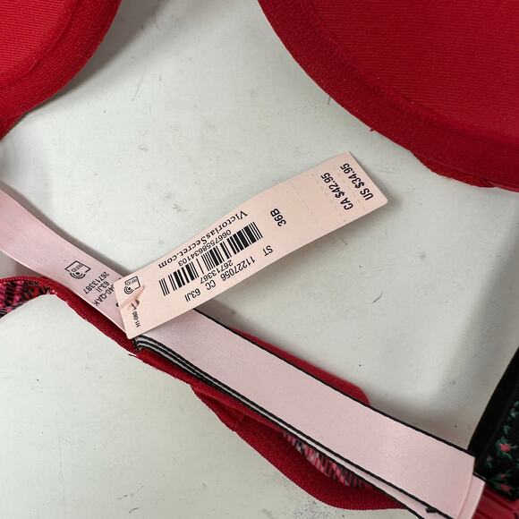 Victorias Secret Push Up Bra Womens Size 36B Red Pink Plaid NEW - Picture 5 of 6